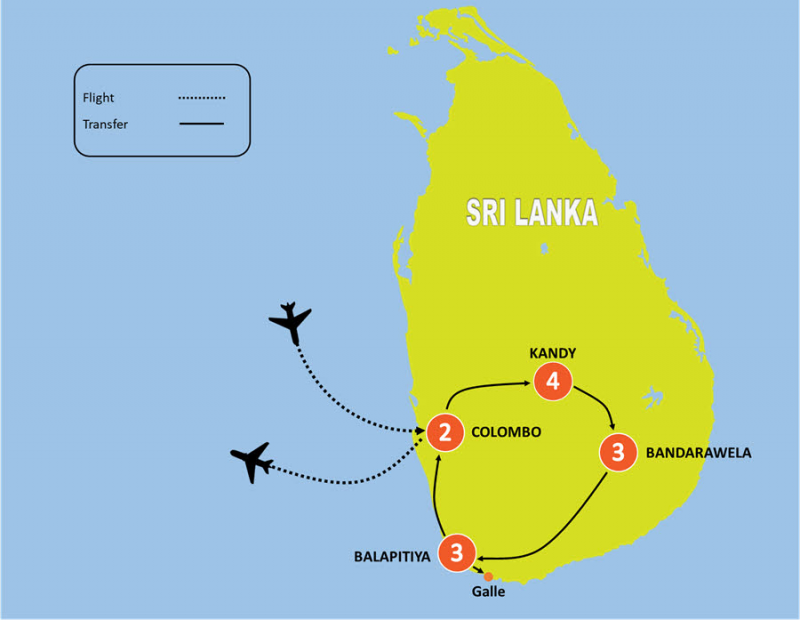 tourhub | Tweet World Travel | Wellness Tour: Yoga Retreats In Sri Lanka | Tour Map