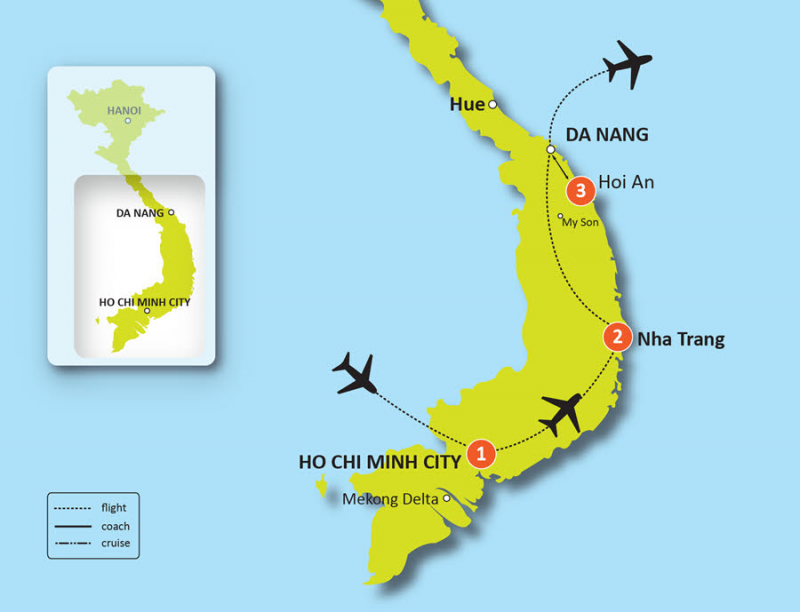 tourhub | Tweet World Travel | Luxury Golf Package Central Vietnam: Nha Trang & Hoi An | Tour Map