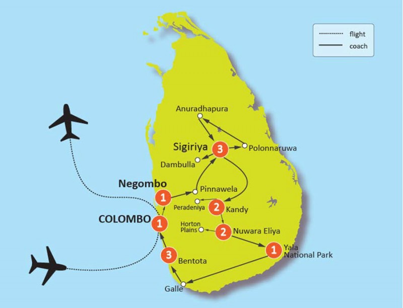 tourhub | Tweet World Travel | Sri Lanka Discovery Tour: A Walking Through Time | Tour Map