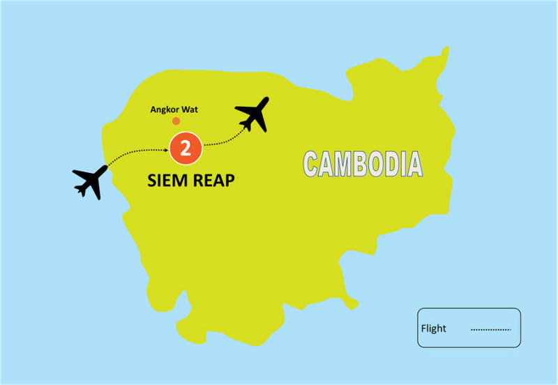 tourhub | Tweet World Travel | 3-Day Cambodia Siem Reap Tour (Pre/Post Mekong River Cruise) | Tour Map