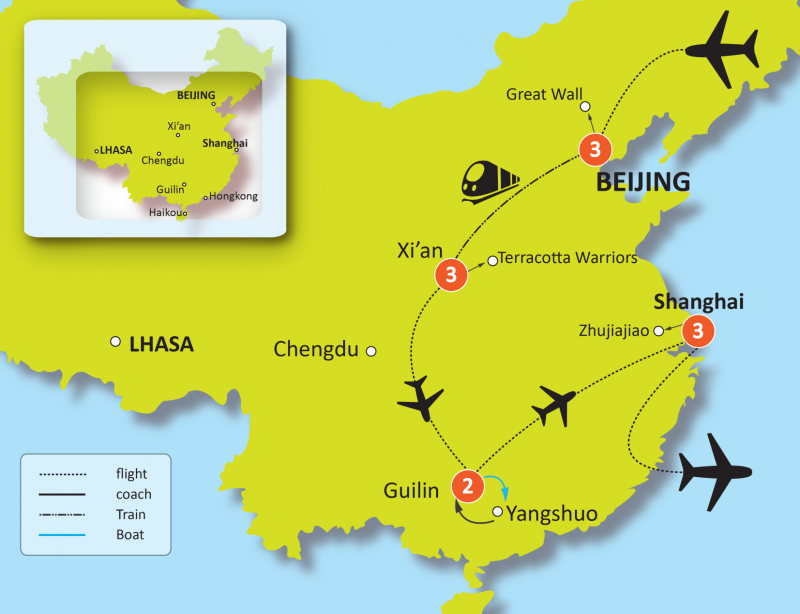 tourhub | Tweet World Travel | 12-Day Wonderful China: Classic China Tour | Tour Map