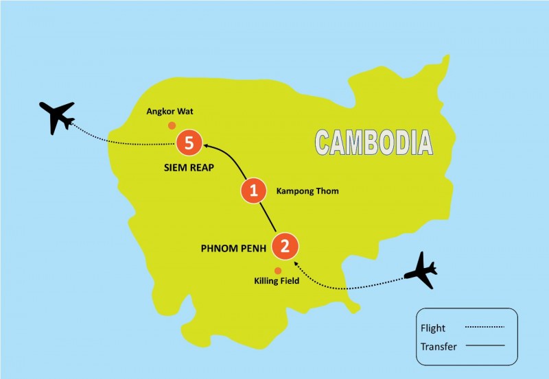 tourhub | Tweet World Travel | Cambodia Tour: All Highlights Discovery Tour | Tour Map