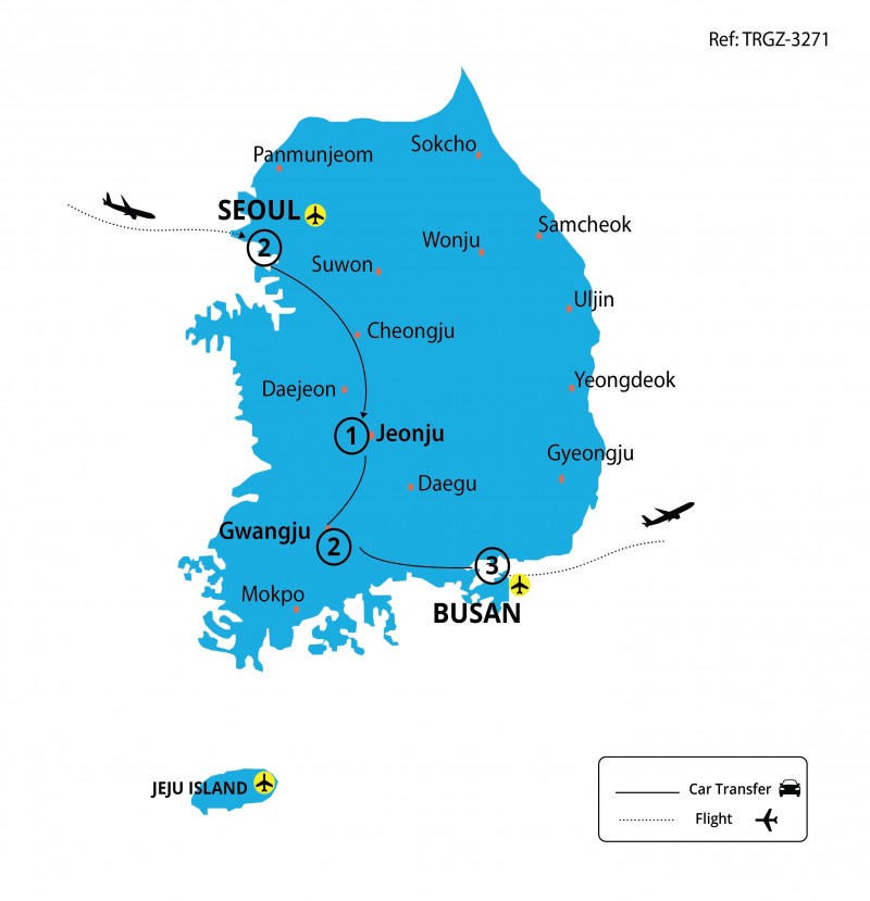 tourhub | Tweet World Travel | Highlights Of Korea | Tour Map