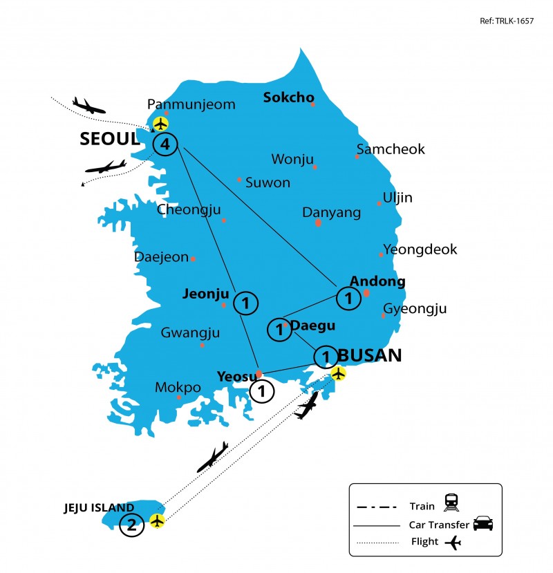 tourhub | Tweet World Travel | Discovery Tour: Memorable Trip To South Korea | Tour Map