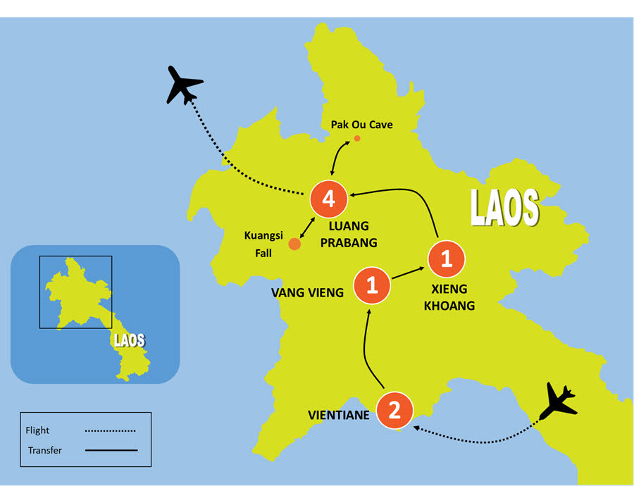 tourhub | Tweet World Travel | Laos Field Trek Tour | Tour Map