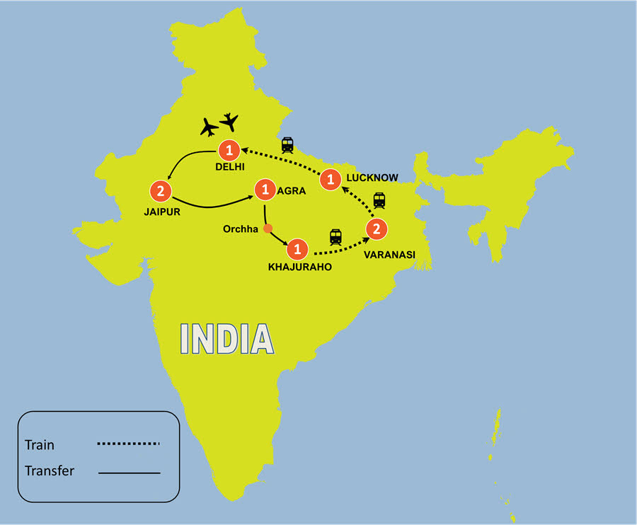 tourhub | Tweet World Travel | Premium India Essential Tour | Tour Map