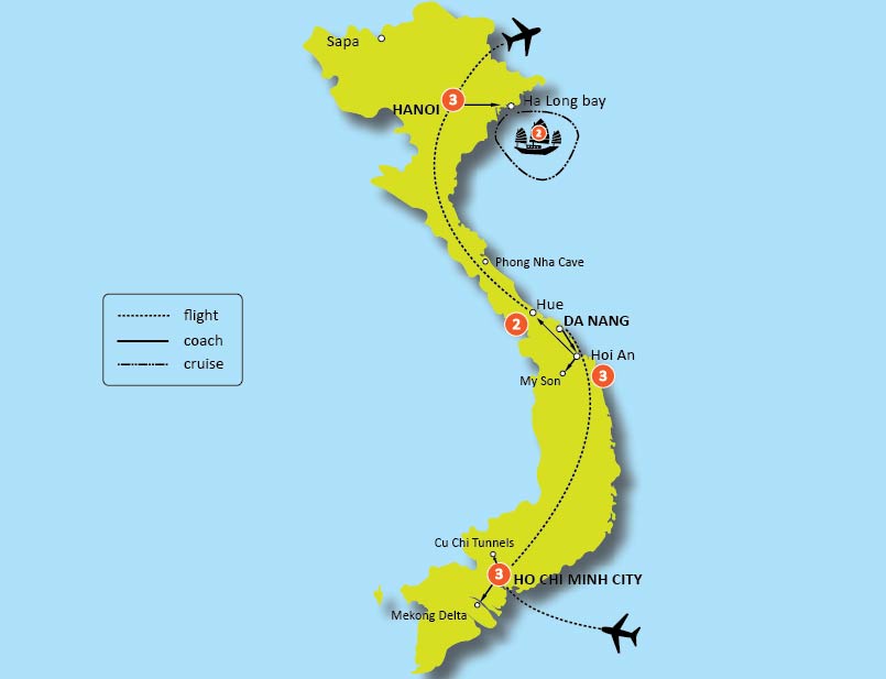 tourhub | Tweet World Travel | Luxury Vietnam At A Glance Tour | Tour Map