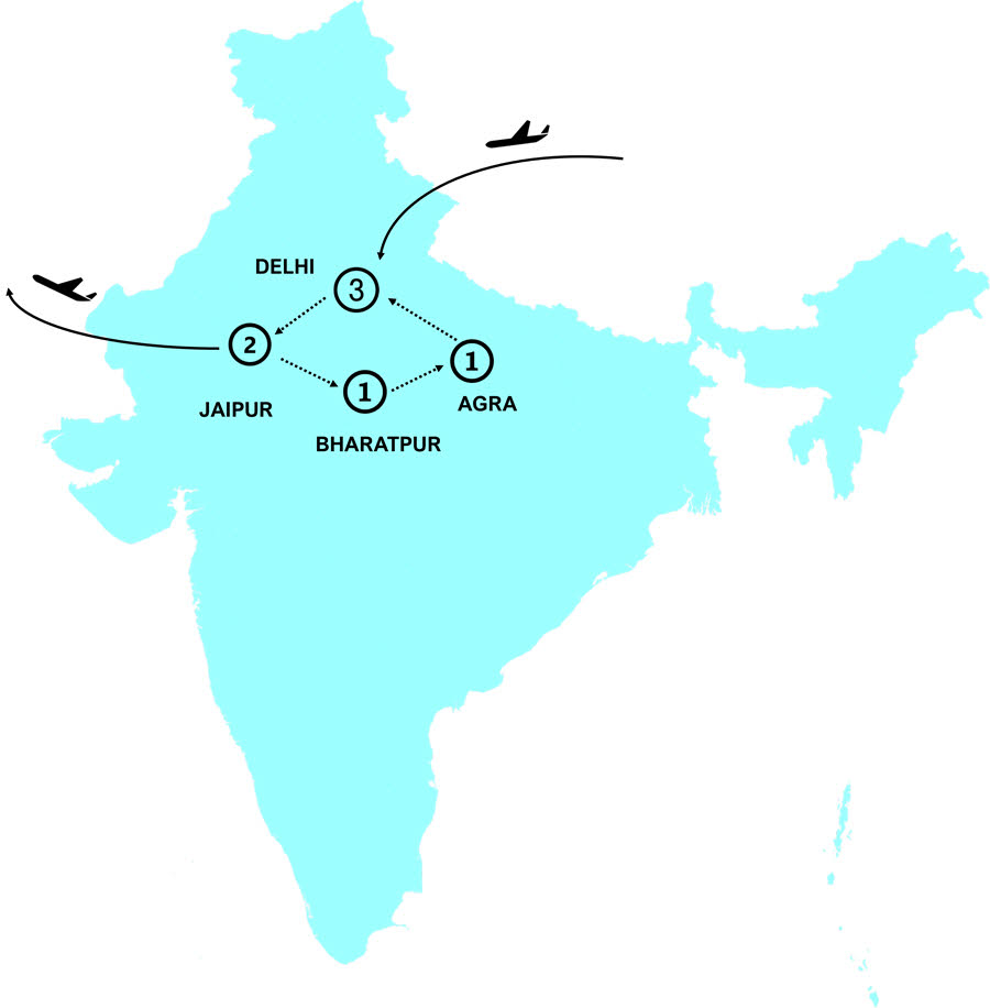 tourhub | Tweet World Travel | India Golden Triangle Small Group Tour | 2-For-1 Deal | Tour Map